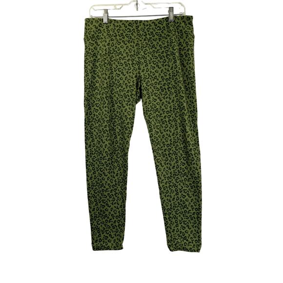 J.Crew Pants - J. Crew olive green animal print full length leggings, size L